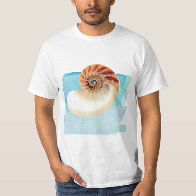 Nautilus Seashell und Sand T-Shirt (Vorderseite)