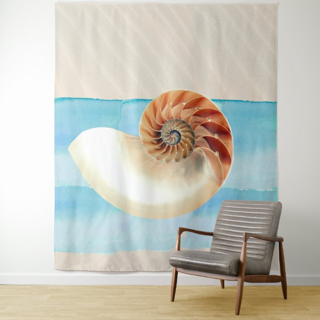 Nautilus Seashell und Sand Wandteppich (Beispiel)