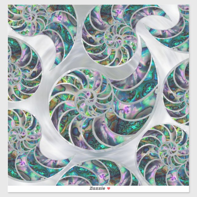 Nautilus Shell Abalone and Pearl Aufkleber (Blatt)