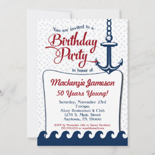 Nautique Anniversaire Invitation Hommes adultes Da