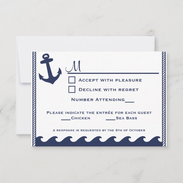 Nautique bleu marine et blanc rsvp 2 menu choix (Devant)