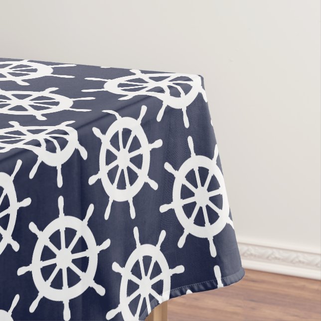 Nautique marine bleu et blanc nappe de roue de nav (In Situ)
