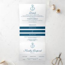 Nautique Marine Plage Mariage Tri-Fold Invitations