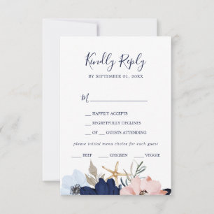 Nautique moderne Carte RSVP au choix du menu flo