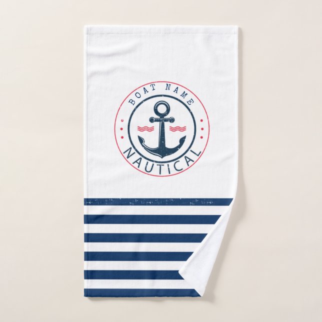 Nautique, Nom du bateau, Ancre Bleu de la Marine (Serviette à main)