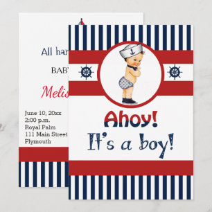 Nautique oh c'est une invitation de baby shower de