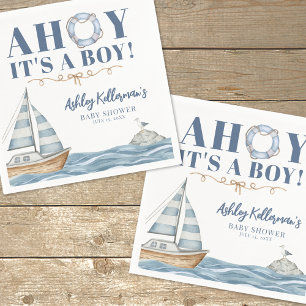 Nautisch Ahoy, es ist ein Junge - Babyparty Serviette