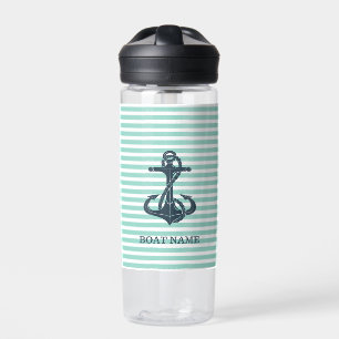Nautisch,Anker,Mintgrüne Streifen Trinkflasche