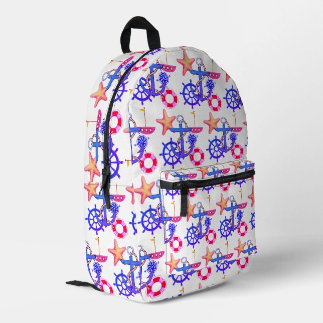 nautisch bedruckter rucksack (Rückseitige Ecke links)