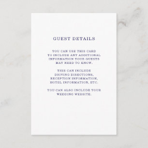 nautisch   Navy Blue Wedding Guest Details Beilage Begleitkarte