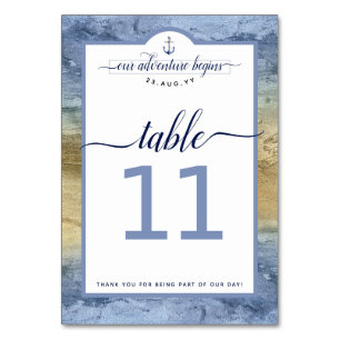 #Nautisch Navy Stahlblau & Gold Event #Hochzeit Tischnummer