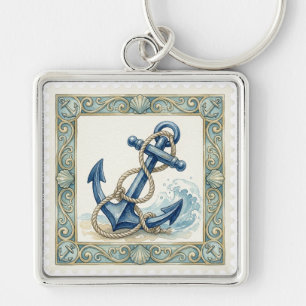 NAUTISCH THEMATISIERTES BLAUES SCHIFF ANKER SCHLÜSSELANHÄNGER