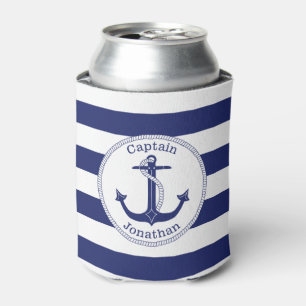 Nautische Anchor Navy Blue Captain Personalisiert Dosenkühler