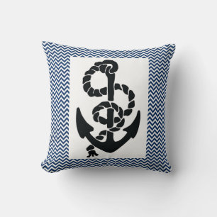 NAUTISCHE/ANCHOR- UND ROPE-, BLAUWEISSE KREUZEN KISSEN
