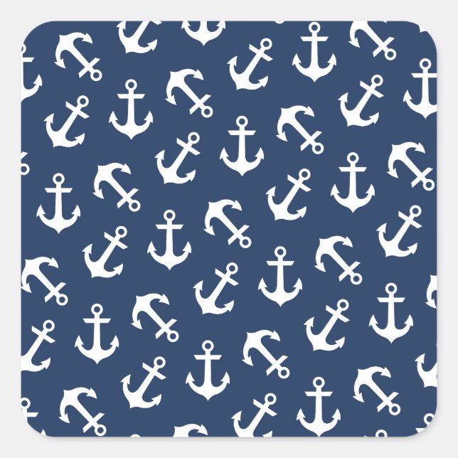 Nautische Anker Aweigh Pattern Marine Quadratischer Aufkleber (Vorderseite)