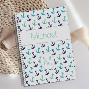 Nautische Anker Blaue Trend Monogramm Planer