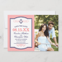 Nautische Anker-Foto der Marine und Korallen Save  The Date