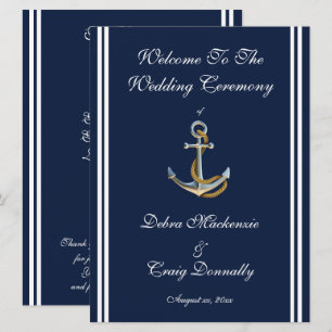 Nautische Anker, Marine, Hochzeitsprogramm Programm