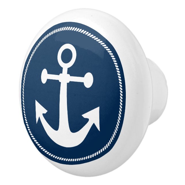 Nautische Anker mit Seile auf Navy Blue Keramikknauf (Rechts)