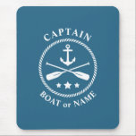 Nautische Anker & Oars mit Captain Boat oder Name Mousepad<br><div class="desc">Nautical Anchor and oars - Paddeln mit Kapitän und Ihrem Personalisierten Namen oder Bootsname Mouse Pad.</div>