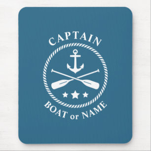 Nautische Anker & Oars mit Captain Boat oder Name Mousepad