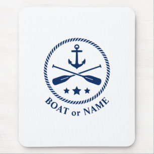 Nautische Anker und Oars Ihr Boot oder Name Navy B Mousepad