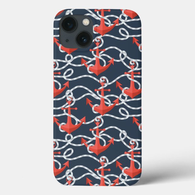 Nautische Anker und Seilmuster Case-Mate iPhone Hülle (Rückseite)