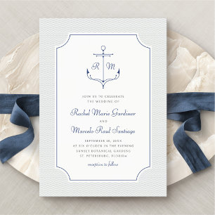 Nautische Ankerhochzeit Minimalistisch Einladung