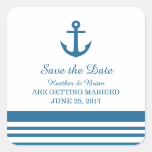 Nautische Ankerkleber Save the Date Quadratischer Aufkleber