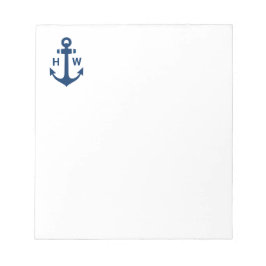 Nautische Ankermonogramm-Navy-Notepad Notizblock