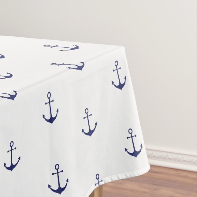 Nautische Ankernacht blau-weiß Muster Meer Tischdecke (Beispiel)
