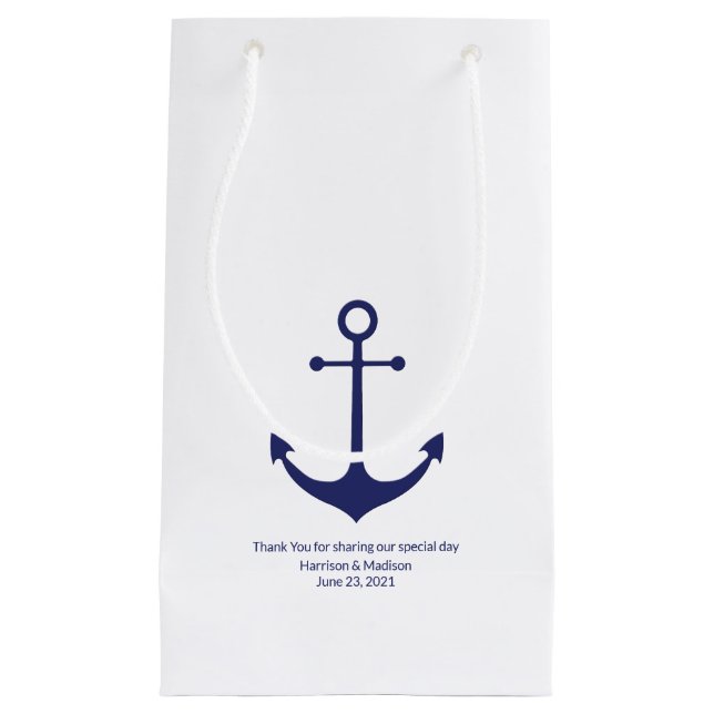 Nautische Ankernacht blauer Weißer Minimalist Kleine Geschenktüte (Vorderseite)