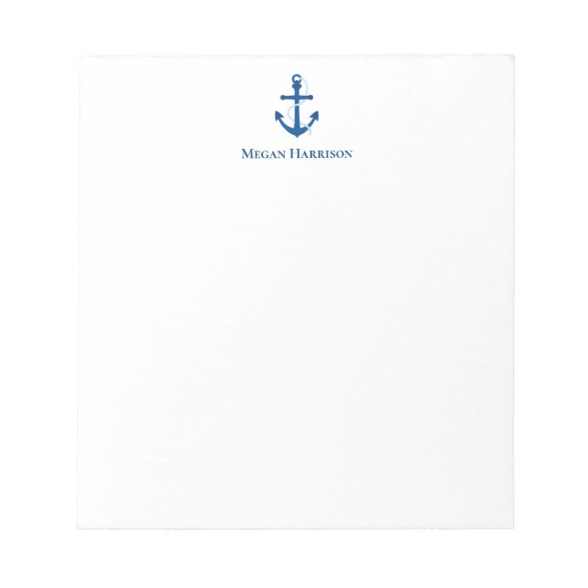 Nautische Ankersymbolen in Navy Blue Notizblock (Vorderseite)