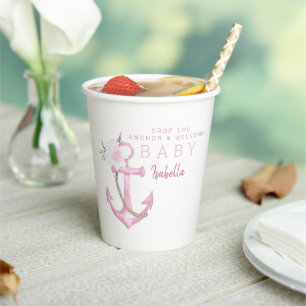 Nautische Babyduschpapier-Cups   Wasserfarbe Ancho Pappbecher