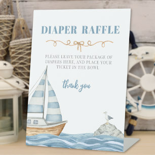 Nautische Babyparty-Windel-Raffle-Einschlusskarte Sockelschild
