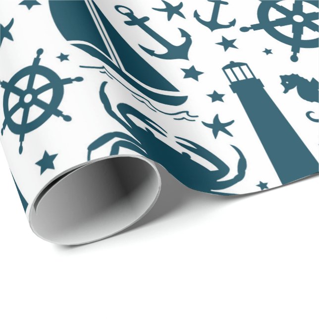 Nautische Beachwickelpapier Geschenkpapier (Rolleneckpunkt)