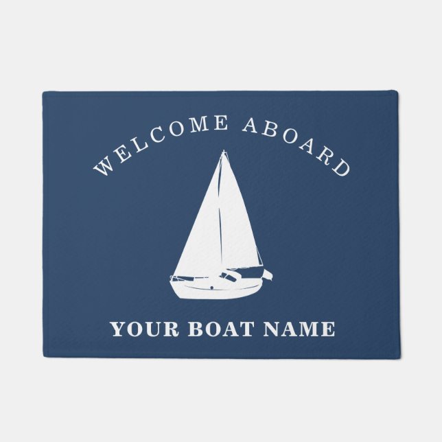 Nautische Begrüßung an Bord Personalisierter Schif Fußmatte (Vorderseite)