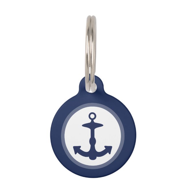 Nautische Blauanchor mit benutzerdefinierten Infor Haustiermarke (Vorderseite)