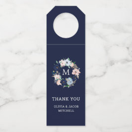 Nautische Blume und Monogramm | Hochzeit Flaschenanhänger