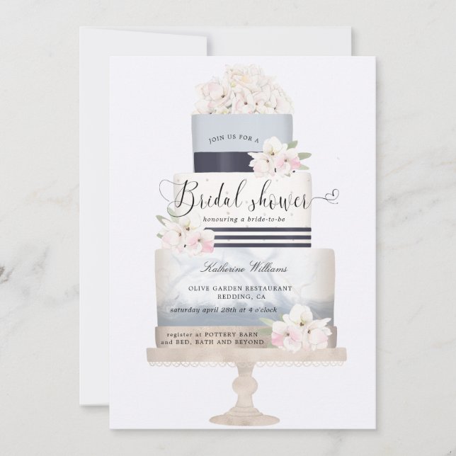 Nautische Blütenkuchen-Brautparty (Vorderseite)