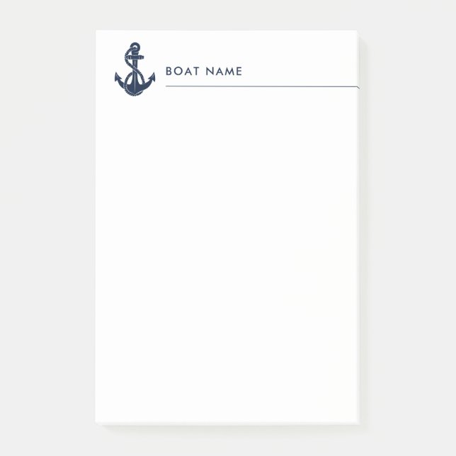 Nautische Bootname Ankerbootbenutzerdefiniert Post-it Klebezettel (Vorderseite)