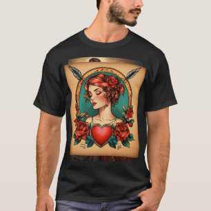 Nautische Button-Up-Girl und Schiffsanker T-Shirt