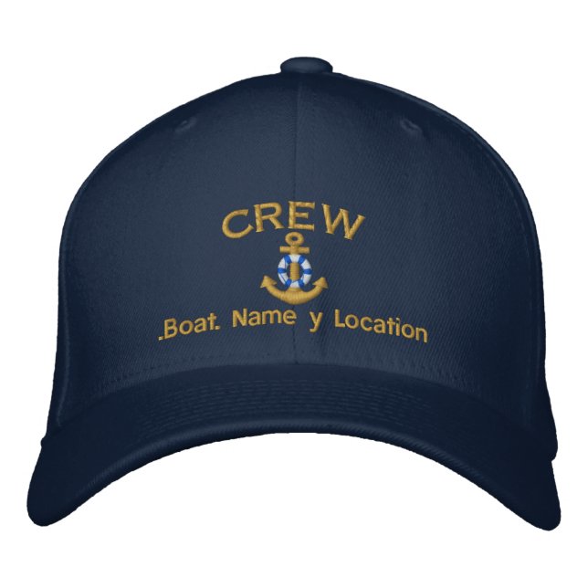 Nautische Crew Ihr Schiff Name Bestickte Baseballkappe (Vorderseite)