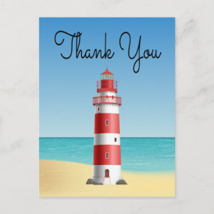 Nautische Danke Leuchtturm Hochzeit Strand Sommer Postkarte
