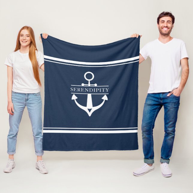Nautische Dekoration Boat Anchor Navy Personalisie Fleecedecke (Beispiel)