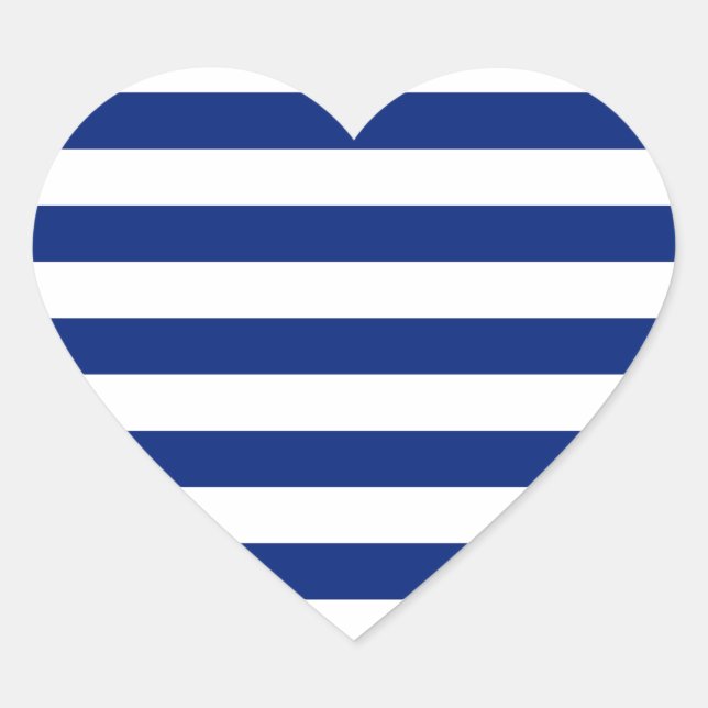 Nautische Dekoration der Navy Stripes Herz-Aufkleber (Vorderseite)