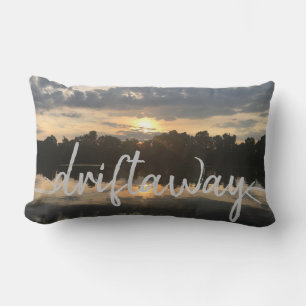 nautische DRIFT AWAY-Schrift mit Sonnenuntergang Lendenkissen