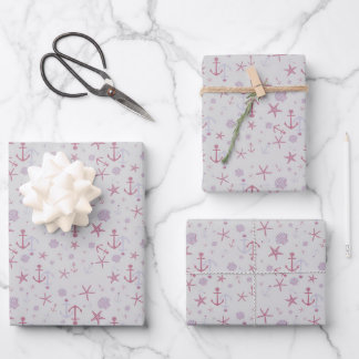 Nautische Fantasie - Grau Geschenkpapier Set