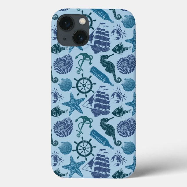 Nautische Farbtöne des blauen Musters Case-Mate iPhone Hülle (Rückseite)