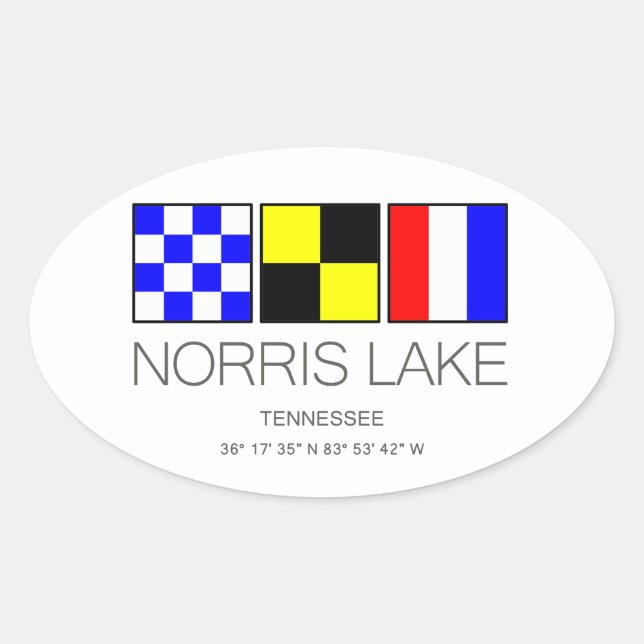 Nautische Flagge Norris Lake Tennessee Ovaler Aufkleber (Vorderseite)